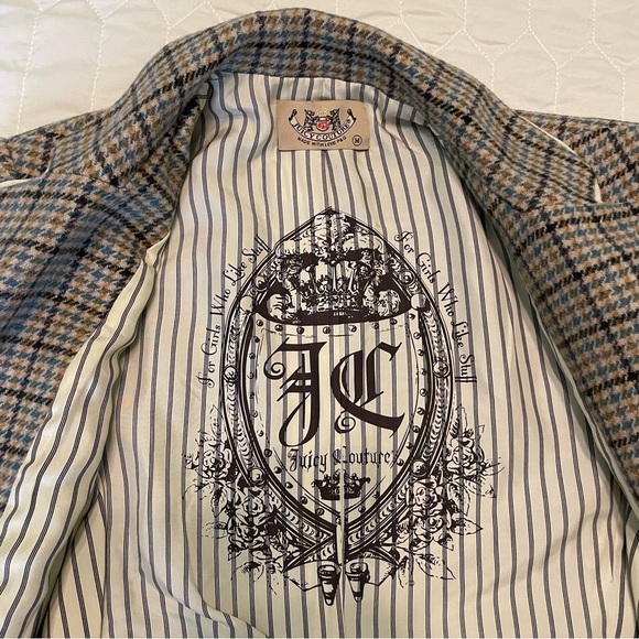 Vintage Juicy Couture 100% Wool Plaid Blazer Jacket - Picture 7 of 11